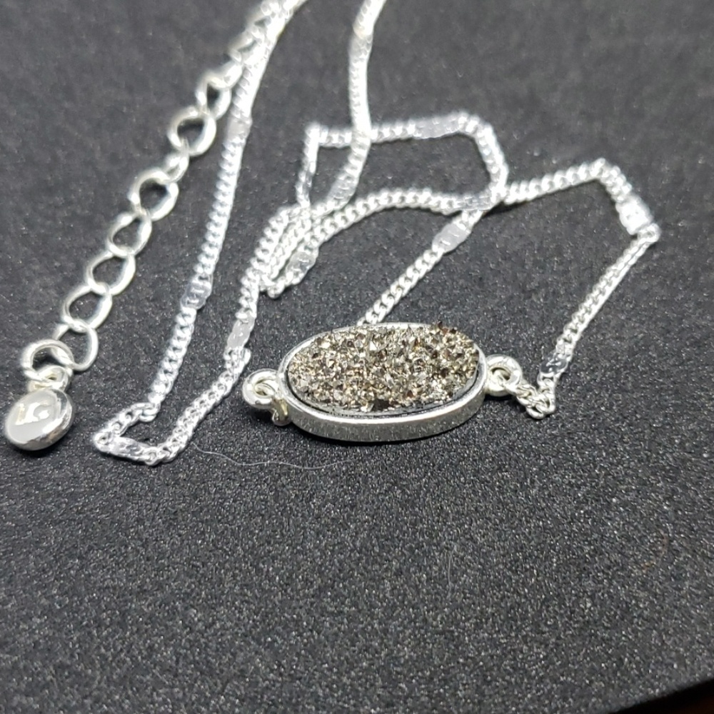 Lauren Conrad silver druzy necklace